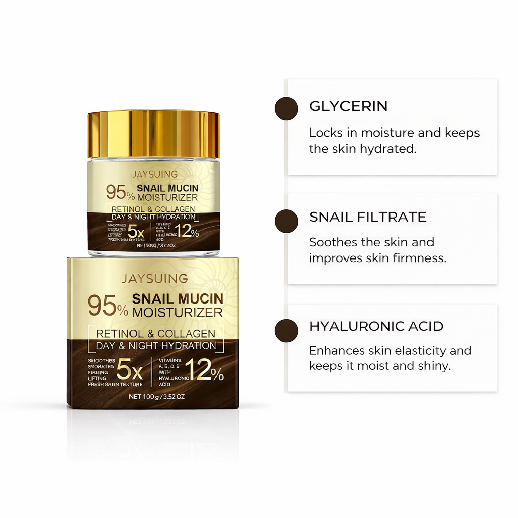 95% Snail Mucin Collagen Face Cream – Anti-Aging Moisturizer with Retinol & Hyaluronic Acid